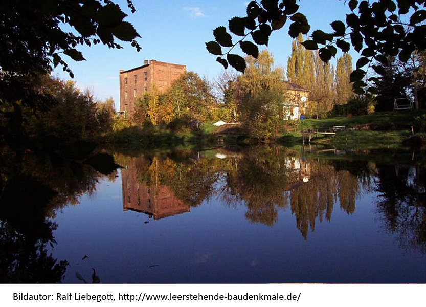 Wassermühle Ammendorf von der Wasserseite gesehen